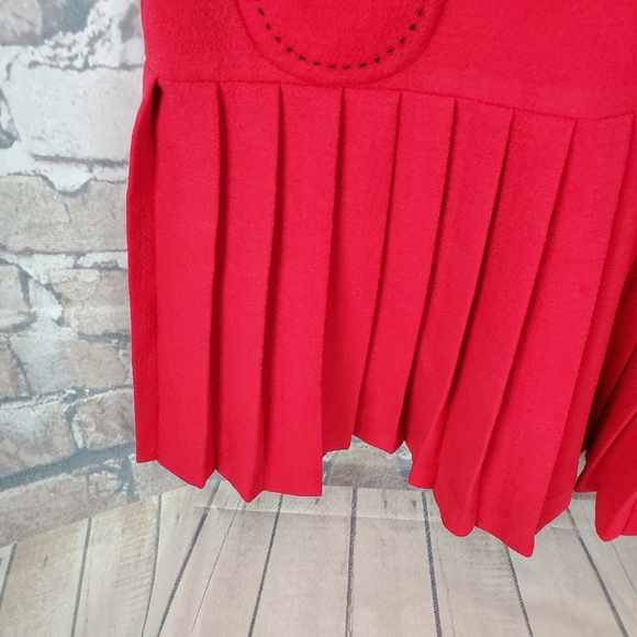 Vtg 60s Pleated Drop Waist Dress Red Pink Sz S/M - Picture 5 of 8